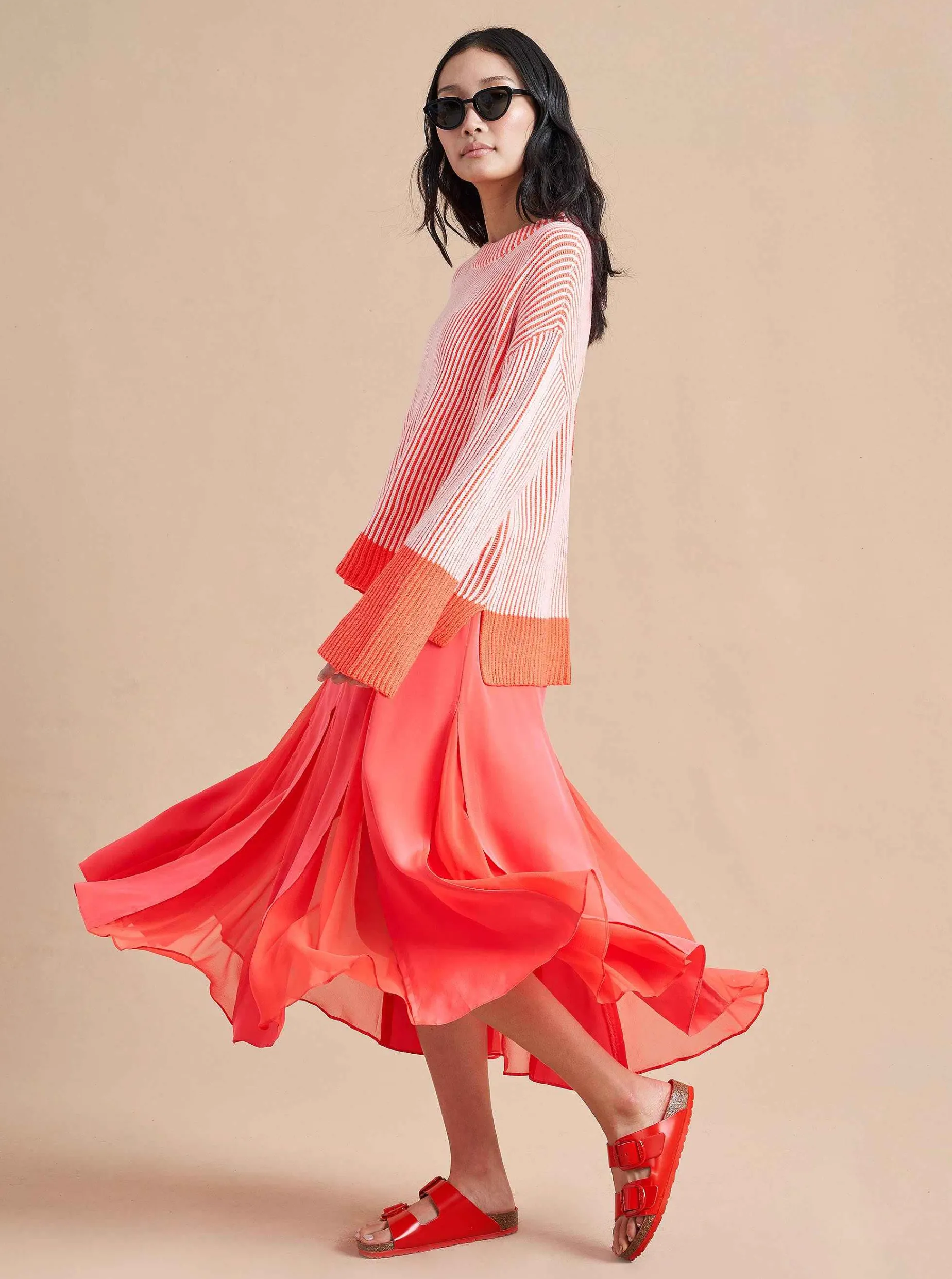 La Ligne Aaa Sweater Cream/Hot Coral New