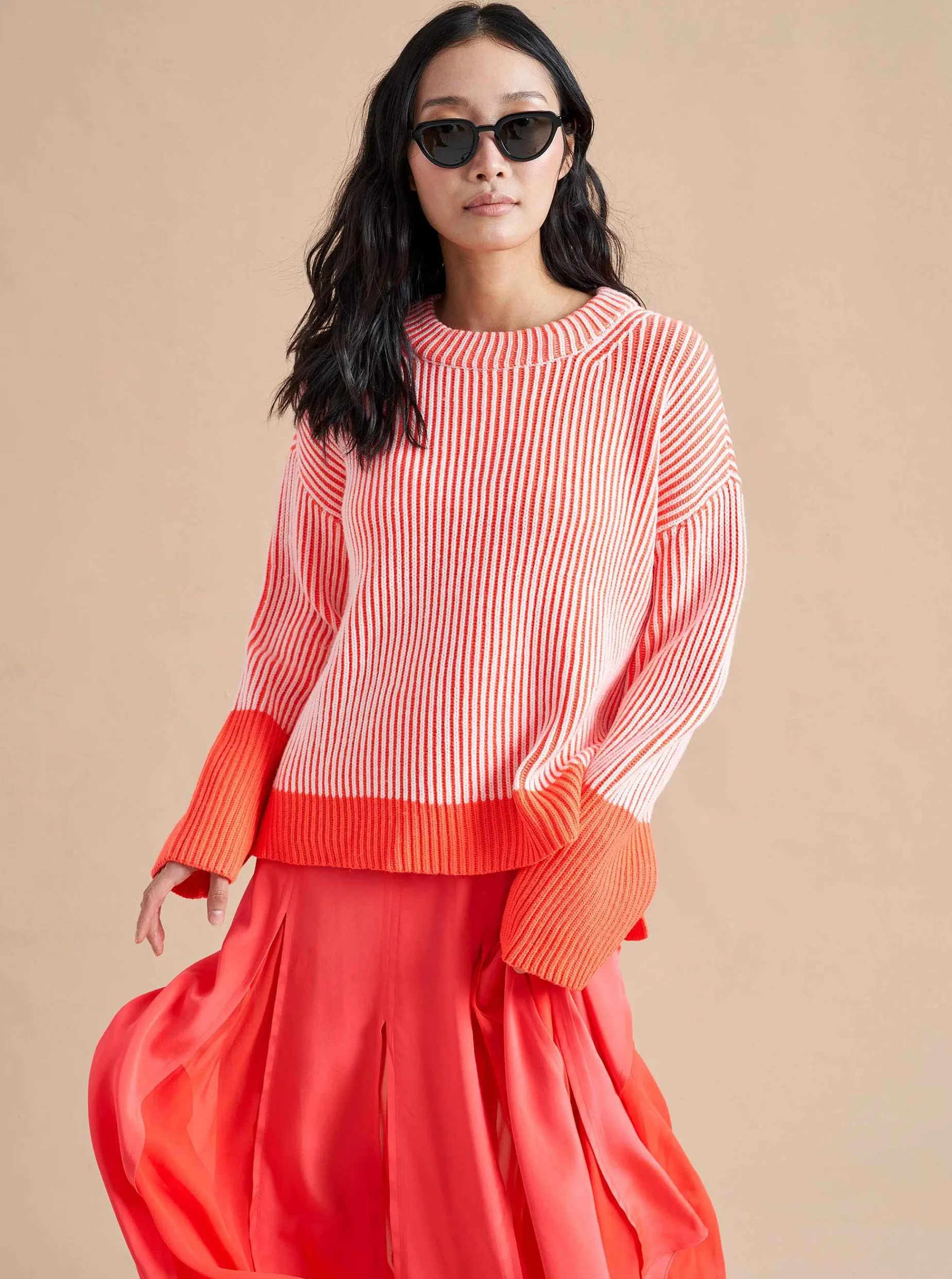 La Ligne Aaa Sweater Cream/Hot Coral New