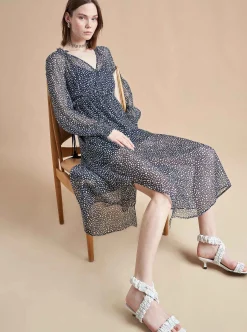 La Ligne Aleksandra Dress Navy/White-Dot Cheap