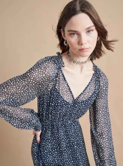 La Ligne Aleksandra Dress Navy/White-Dot Cheap