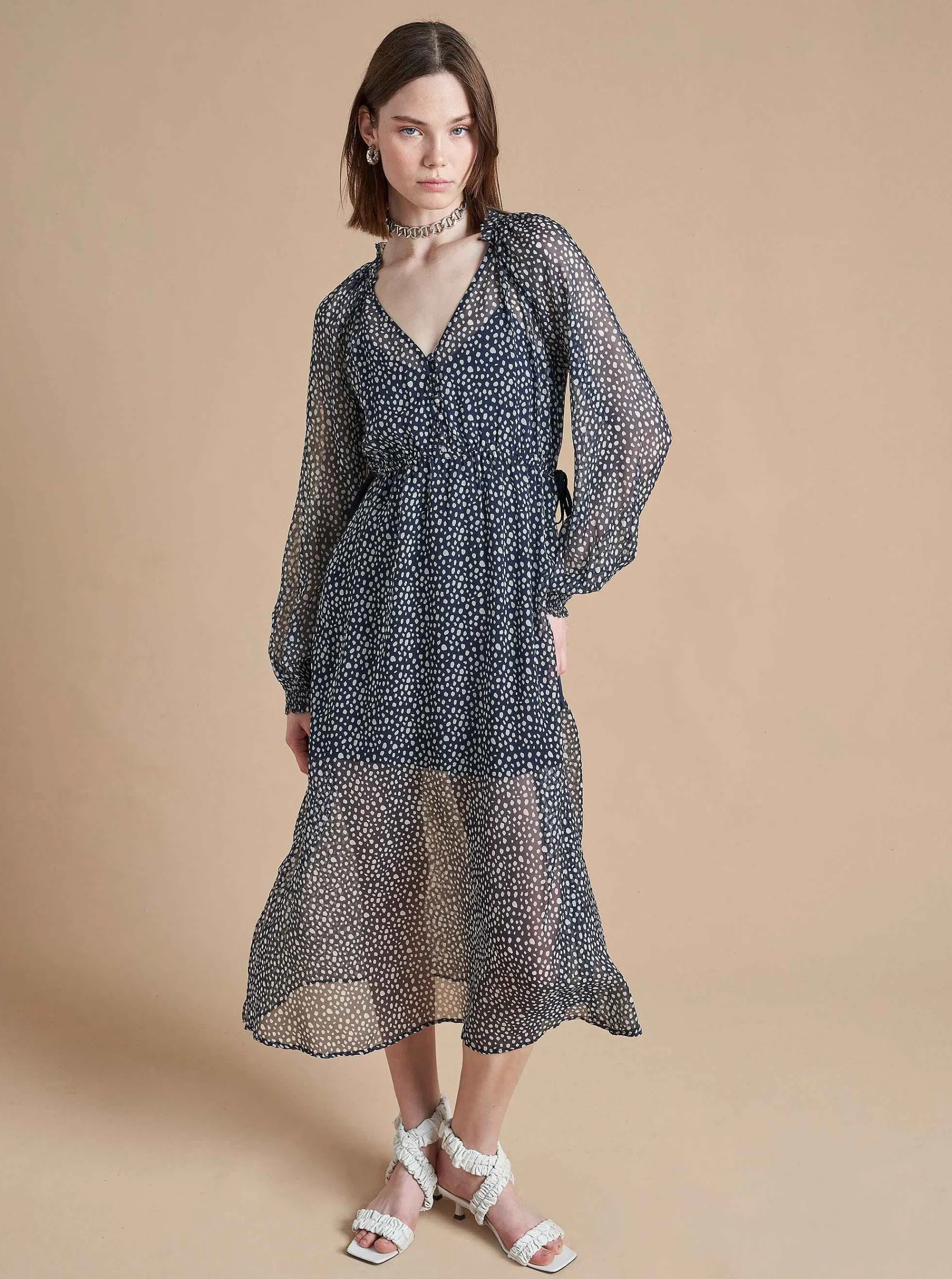 La Ligne Aleksandra Dress Navy/White-Dot Cheap