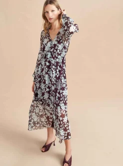 La Ligne Aleksandra Dress Pale-Blue/Dark-Plum Best Sale