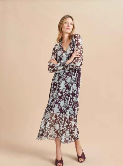 La Ligne Aleksandra Dress Pale-Blue/Dark-Plum Best Sale