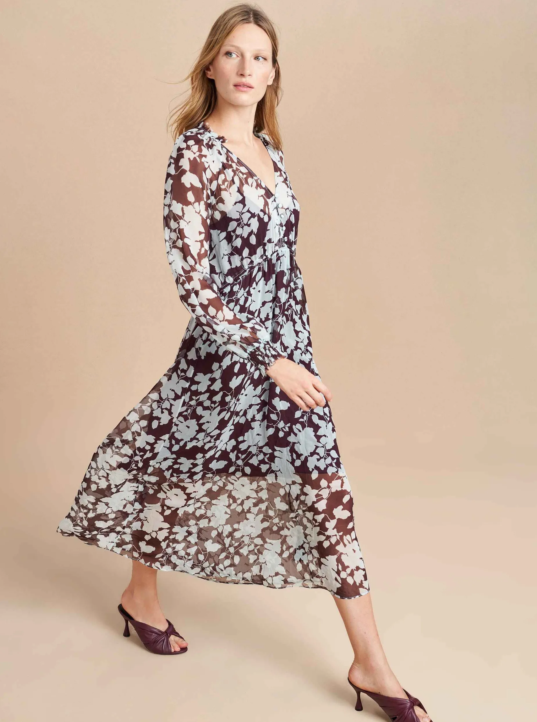 La Ligne Aleksandra Dress Pale-Blue/Dark-Plum Best Sale
