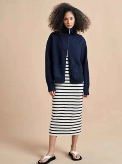 La Ligne Bastien Full Zip Sweater Navy New