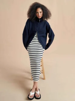 La Ligne Bastien Full Zip Sweater Navy New