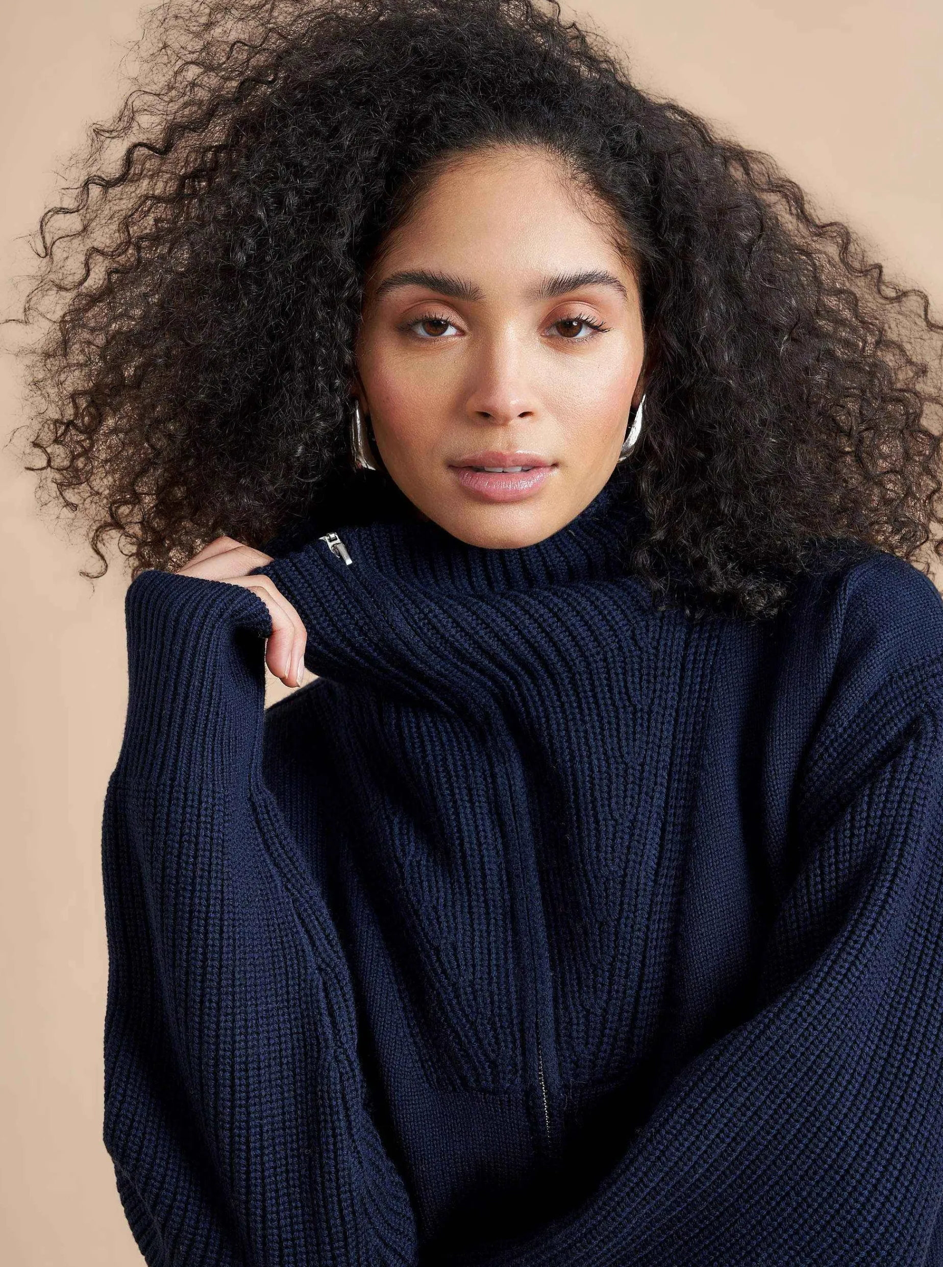 La Ligne Bastien Full Zip Sweater Navy New
