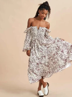 La Ligne Bettina Dress Burgundy Toile Cheap