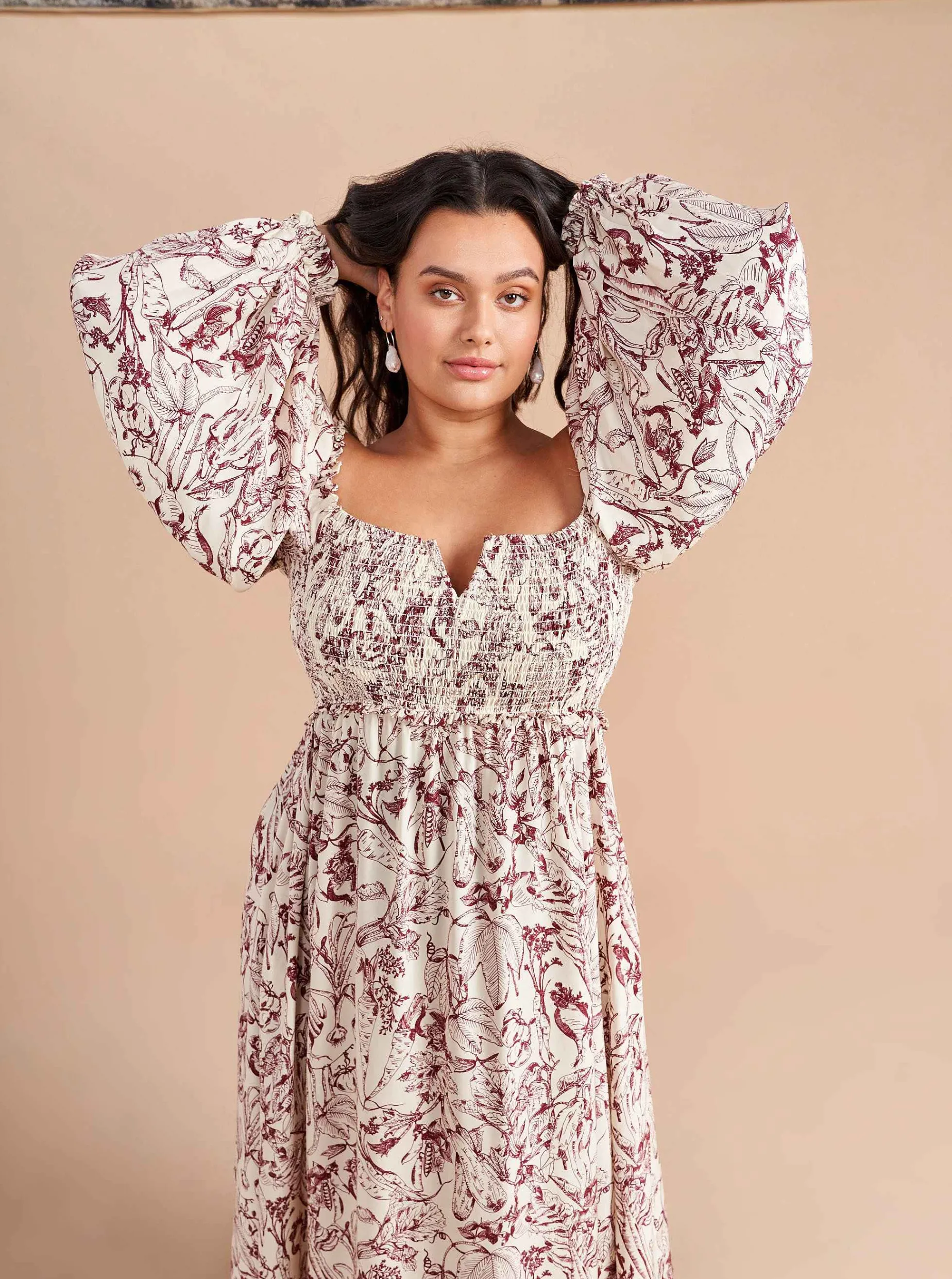 La Ligne Bettina Dress Burgundy Toile Cheap
