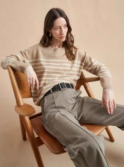 La Ligne Boyfriend Lean Lines Sweater Camel/Cream Outlet