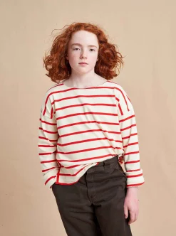 La Ligne Breton Long Sleeve Tee Cream/Poppy Outlet