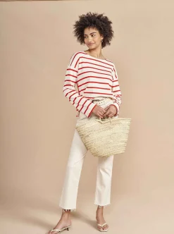 La Ligne Breton Long Sleeve Tee Cream/Poppy Outlet