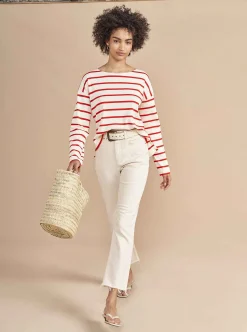 La Ligne Breton Long Sleeve Tee Cream/Poppy Outlet