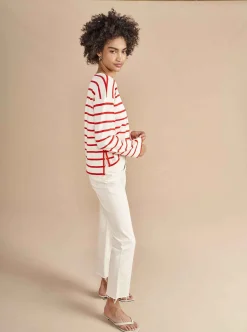 La Ligne Breton Long Sleeve Tee Cream/Poppy Outlet