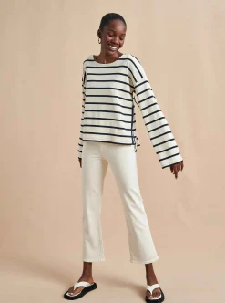 La Ligne Breton Long Sleeve Tee Cream/Navy Store