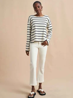 La Ligne Breton Long Sleeve Tee Cream/Navy Store