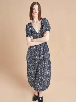 La Ligne Celina Dress Navy/White Dot Cheap