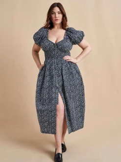 La Ligne Celina Dress Navy/White Dot Cheap