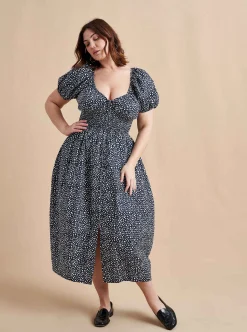 La Ligne Celina Dress Navy/White Dot Cheap