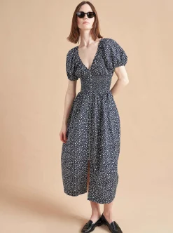 La Ligne Celina Dress Navy/White Dot Cheap