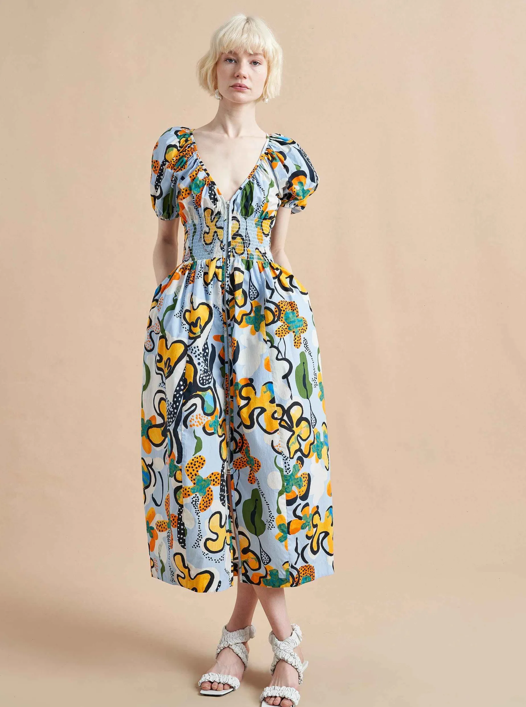 La Ligne Celina Dress Cornflower/Floral Hot
