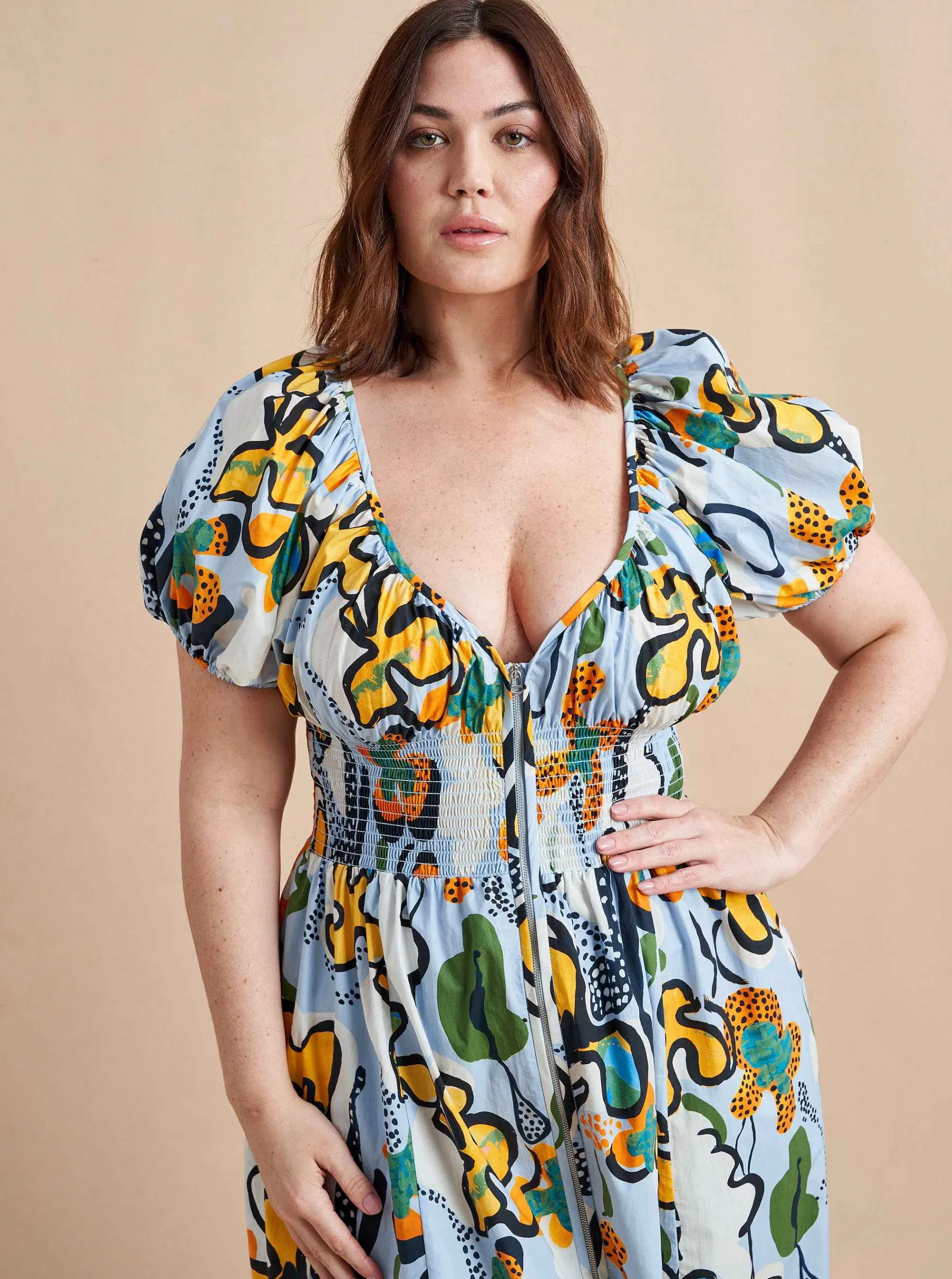 La Ligne Celina Dress Cornflower/Floral Hot