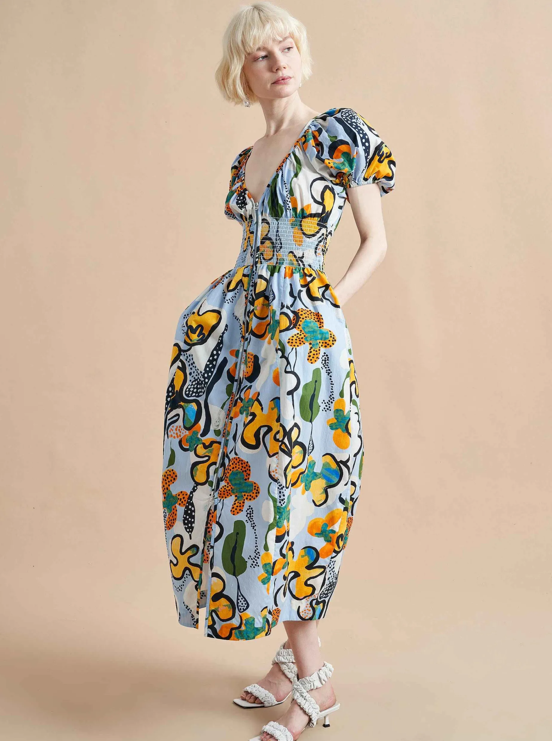 La Ligne Celina Dress Cornflower/Floral Hot