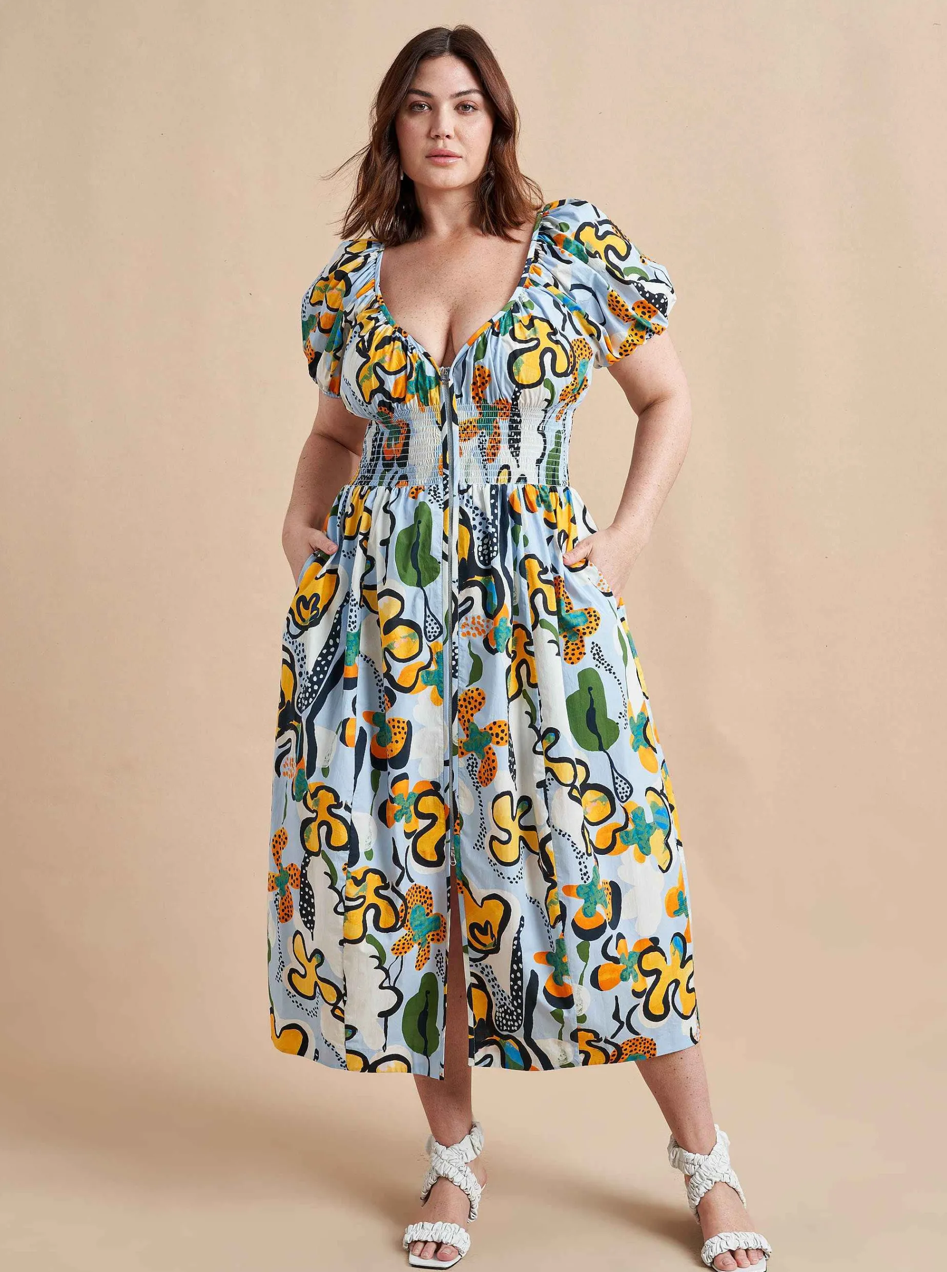 La Ligne Celina Dress Cornflower/Floral Hot