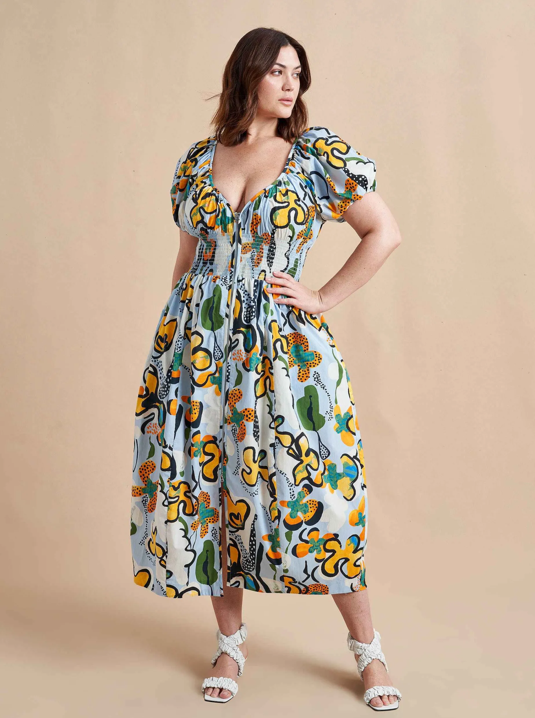 La Ligne Celina Dress Cornflower/Floral Hot