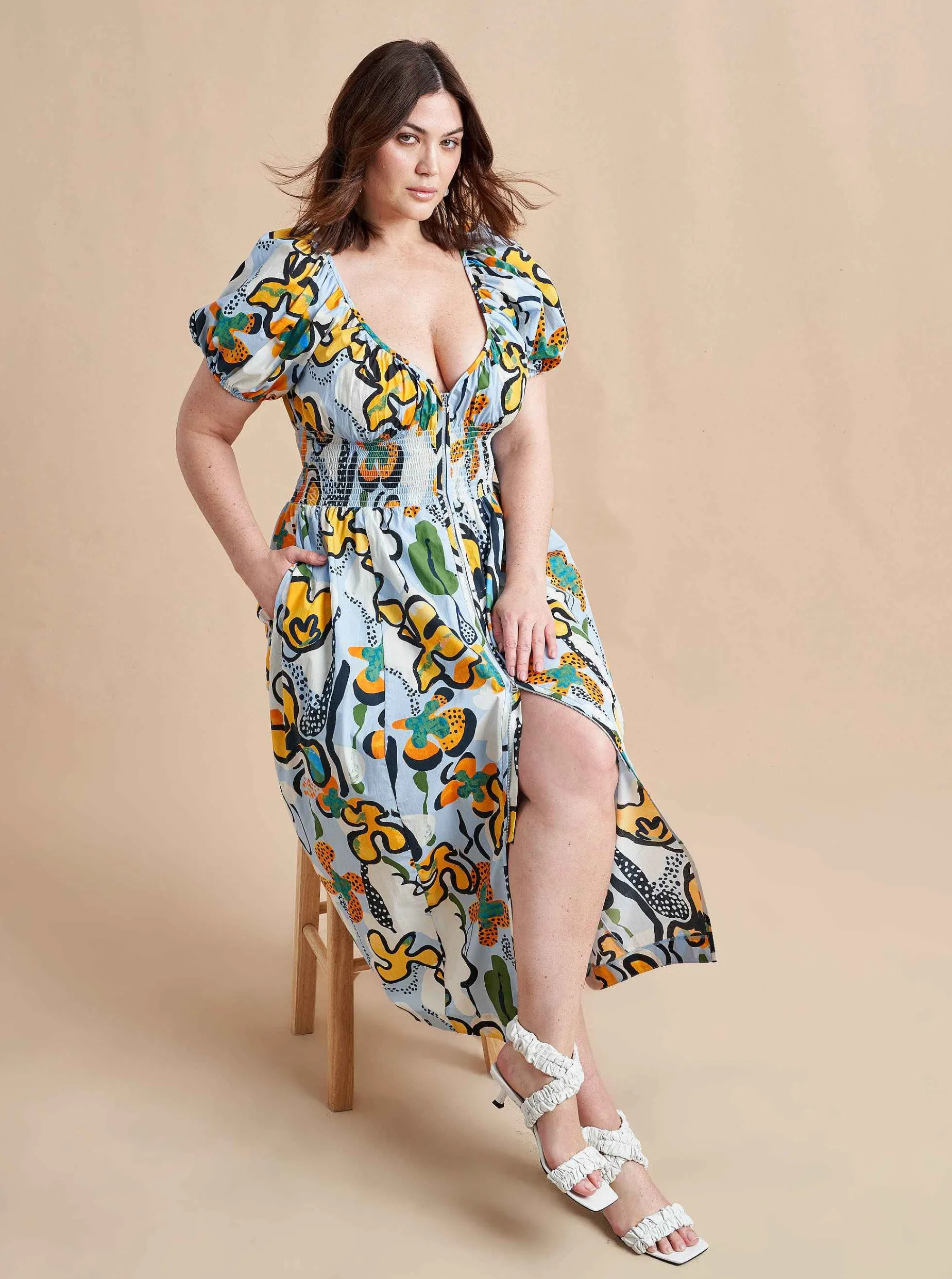 La Ligne Celina Dress Cornflower/Floral Hot