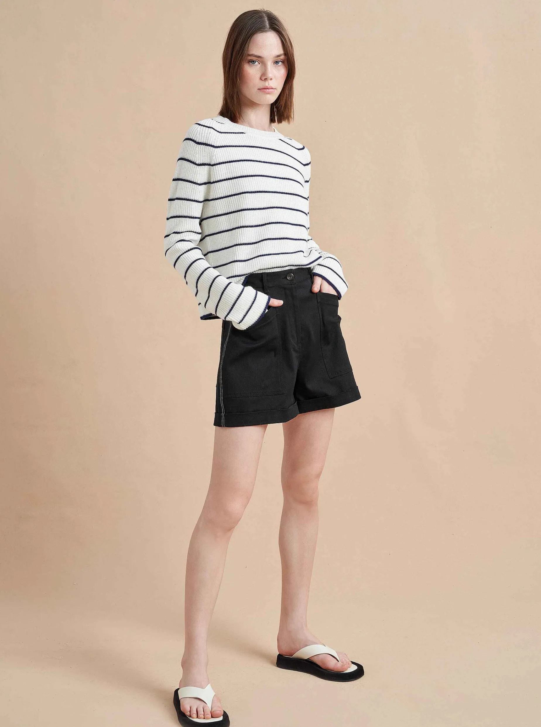 La Ligne Claude Sweater Cream/Navy New