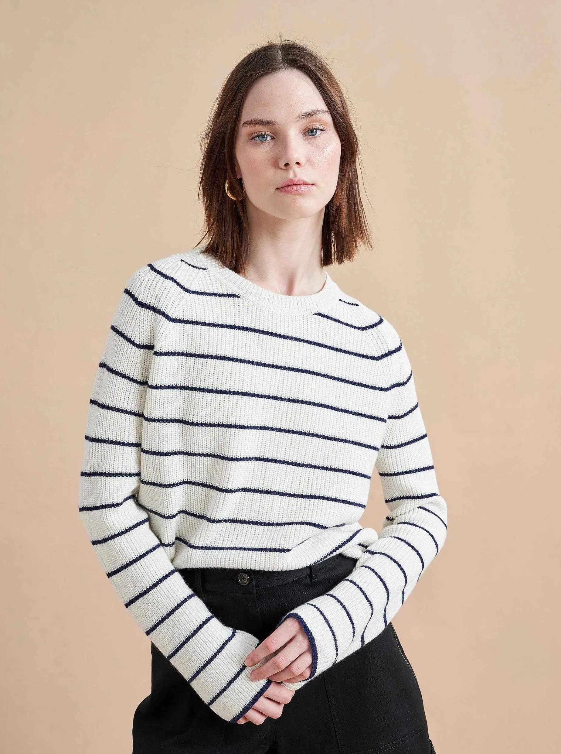La Ligne Claude Sweater Cream/Navy New
