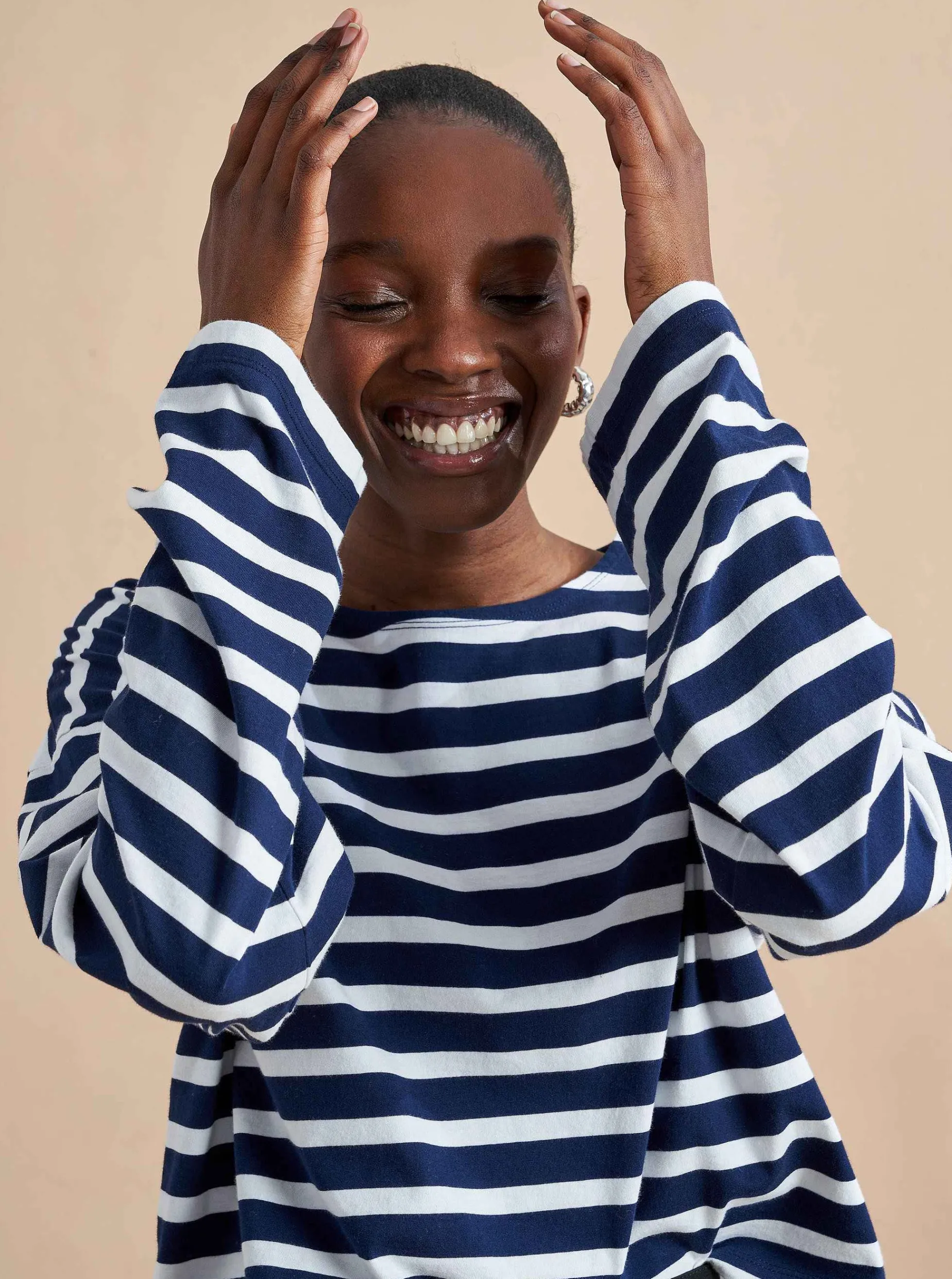 La Ligne Cropped Charlotte Tee Navy/White Flash Sale