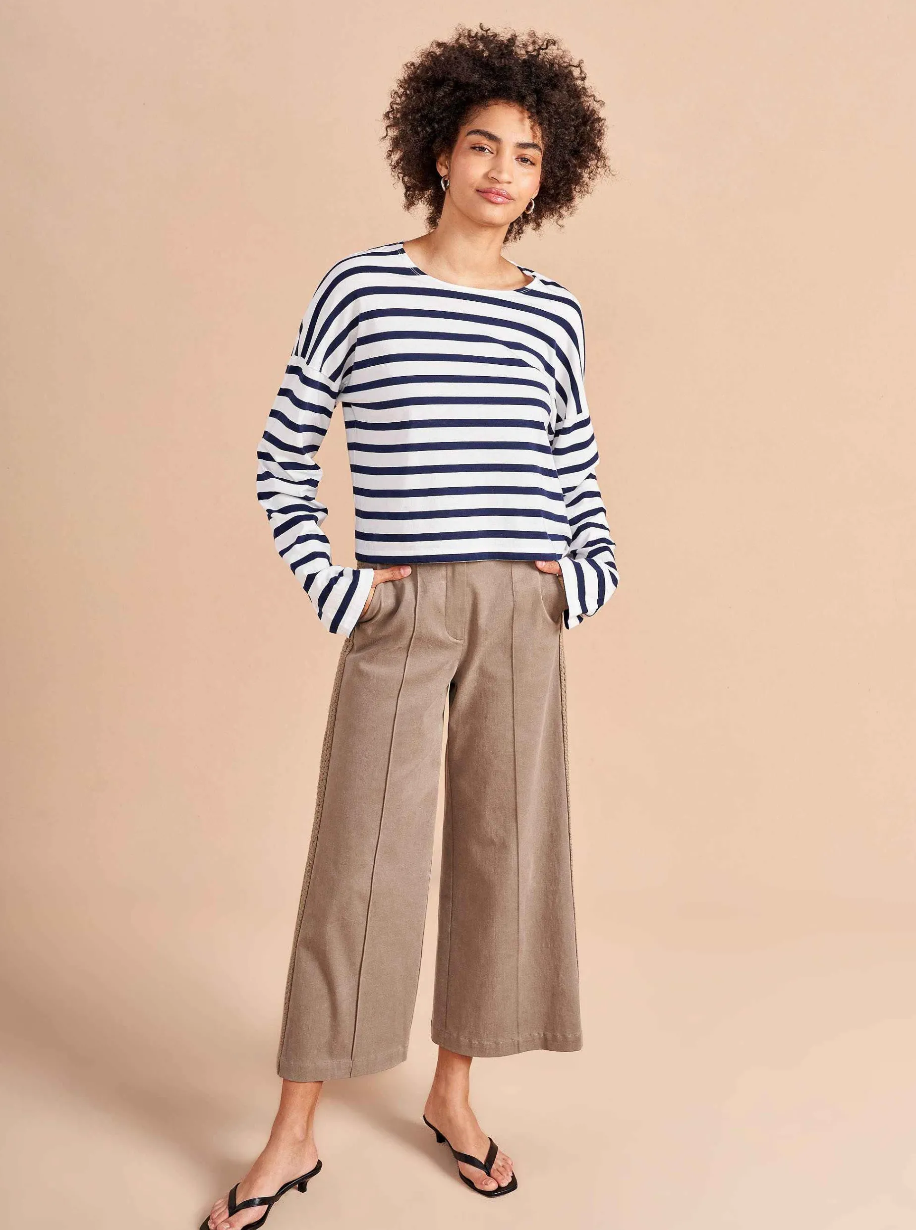 La Ligne Cropped Charlotte Tee White/Navy Outlet