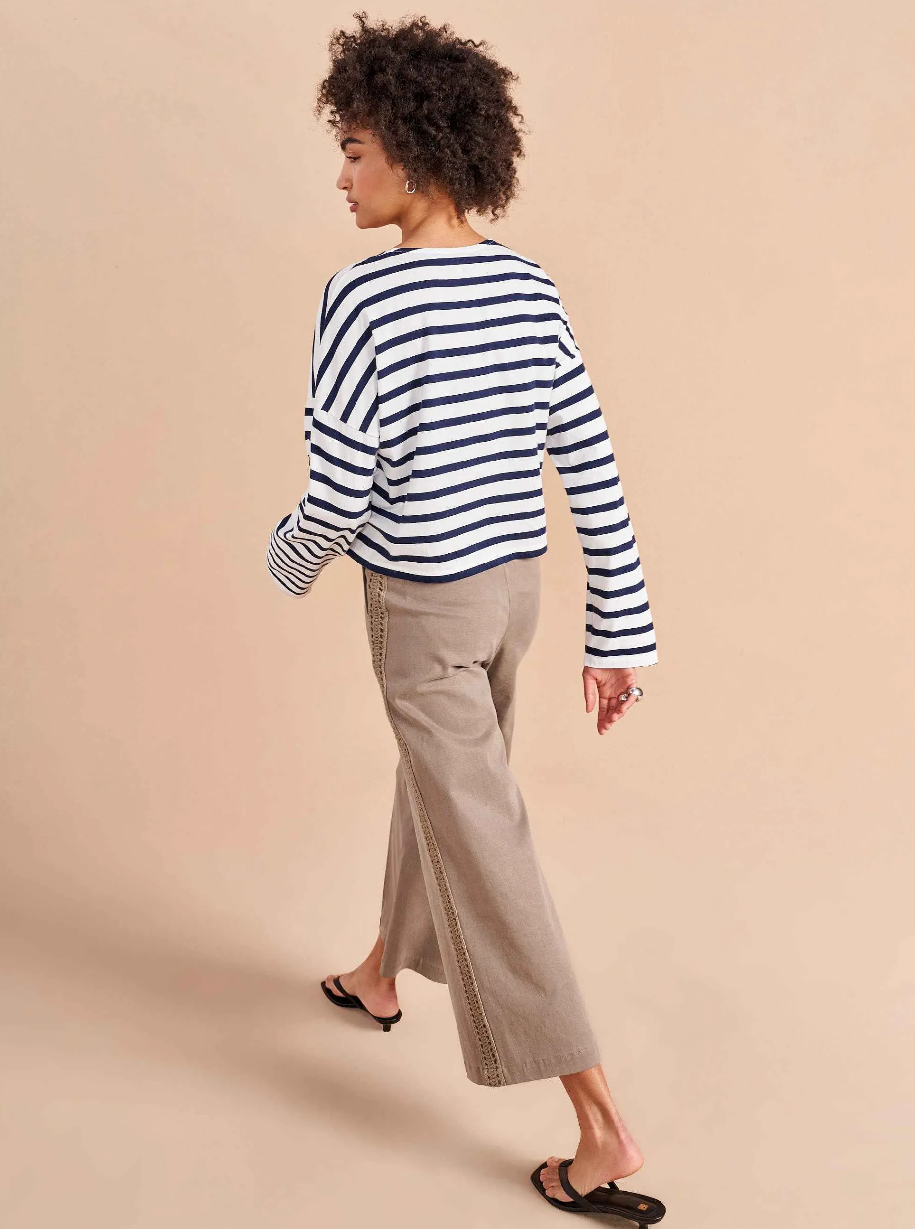 La Ligne Cropped Charlotte Tee White/Navy Outlet
