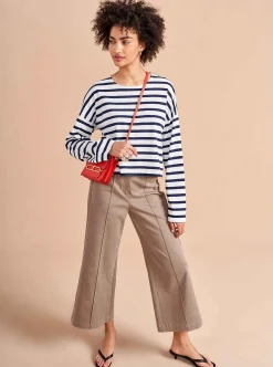 La Ligne Cropped Charlotte Tee White/Navy Outlet