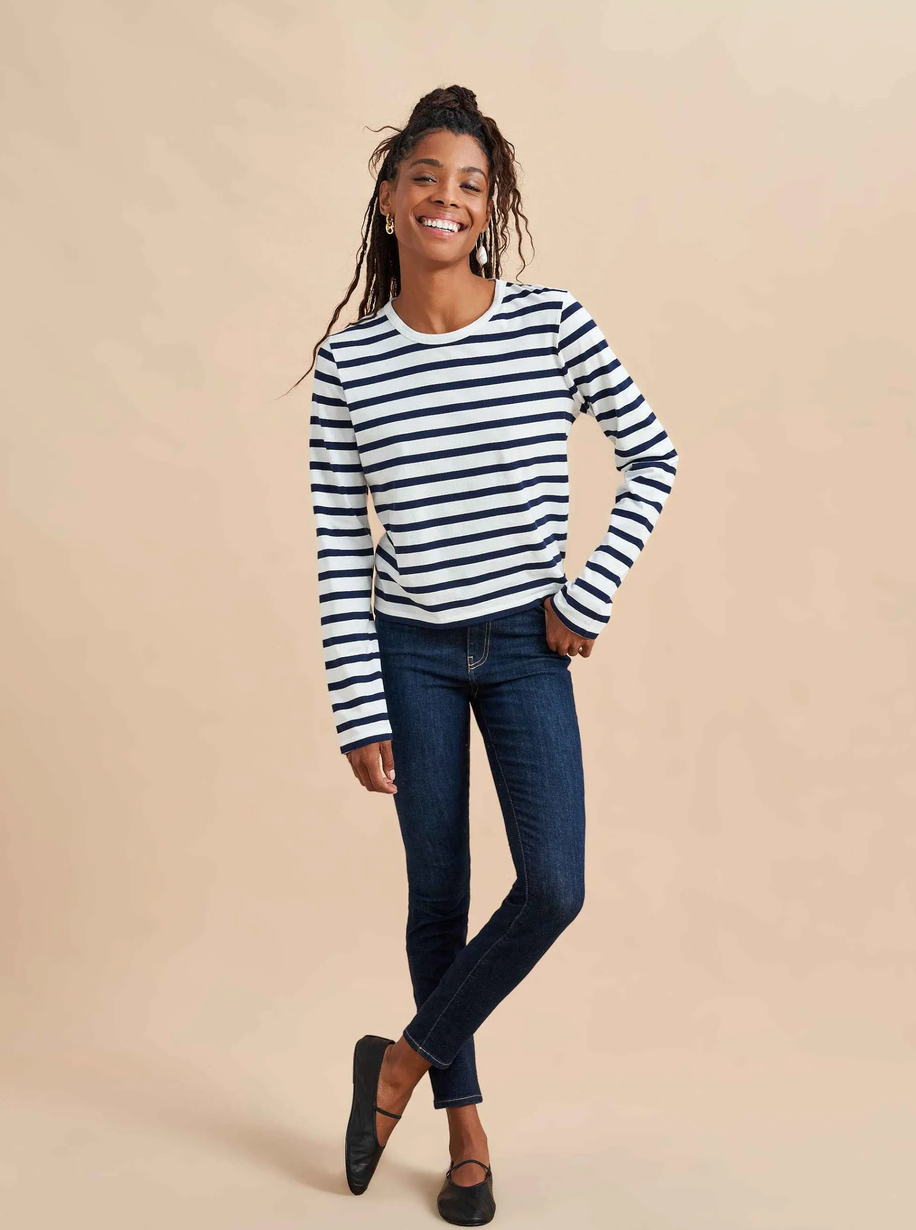 La Ligne Davie Tee White/Navy Shop
