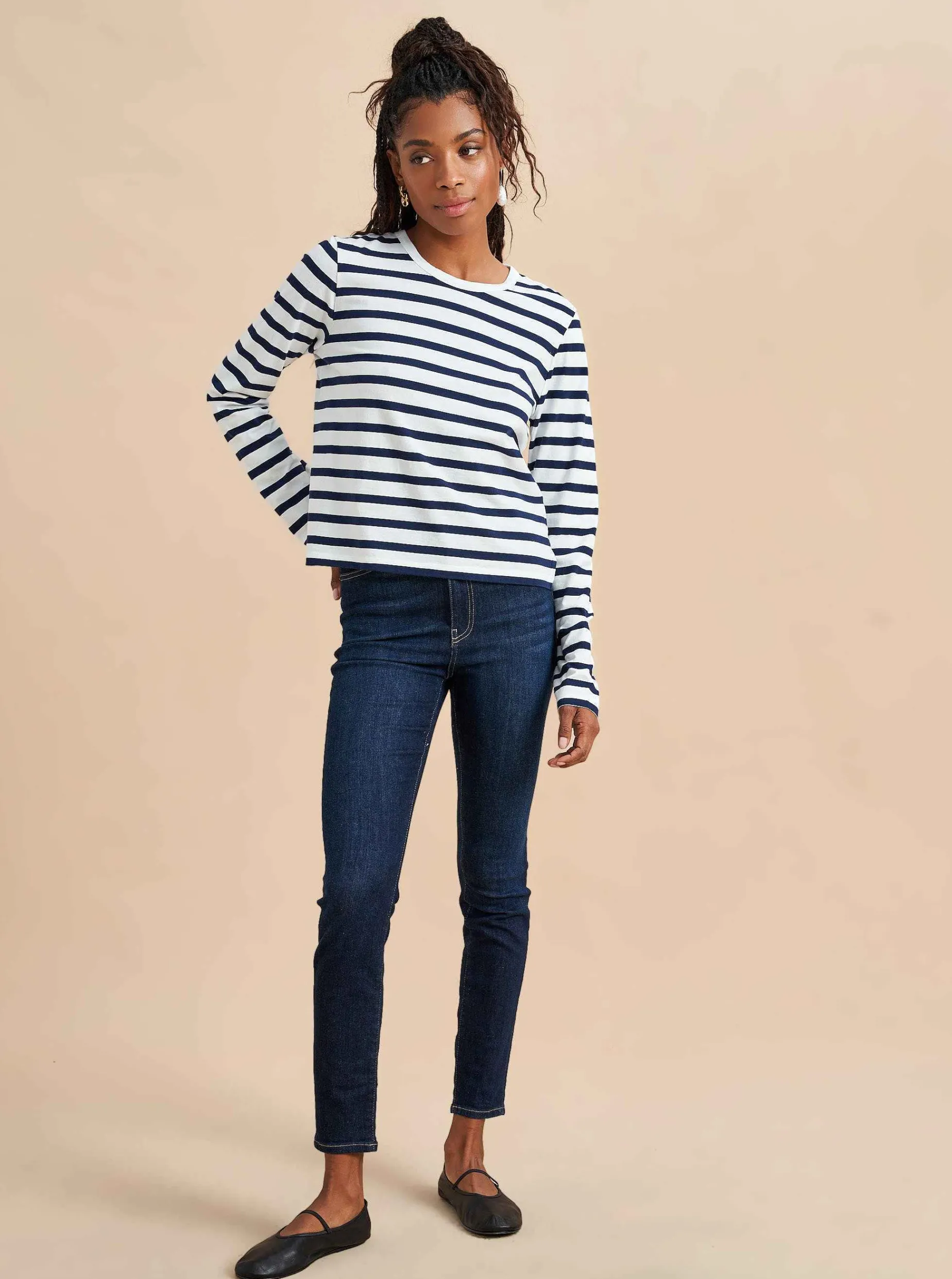 La Ligne Davie Tee White/Navy Best Sale