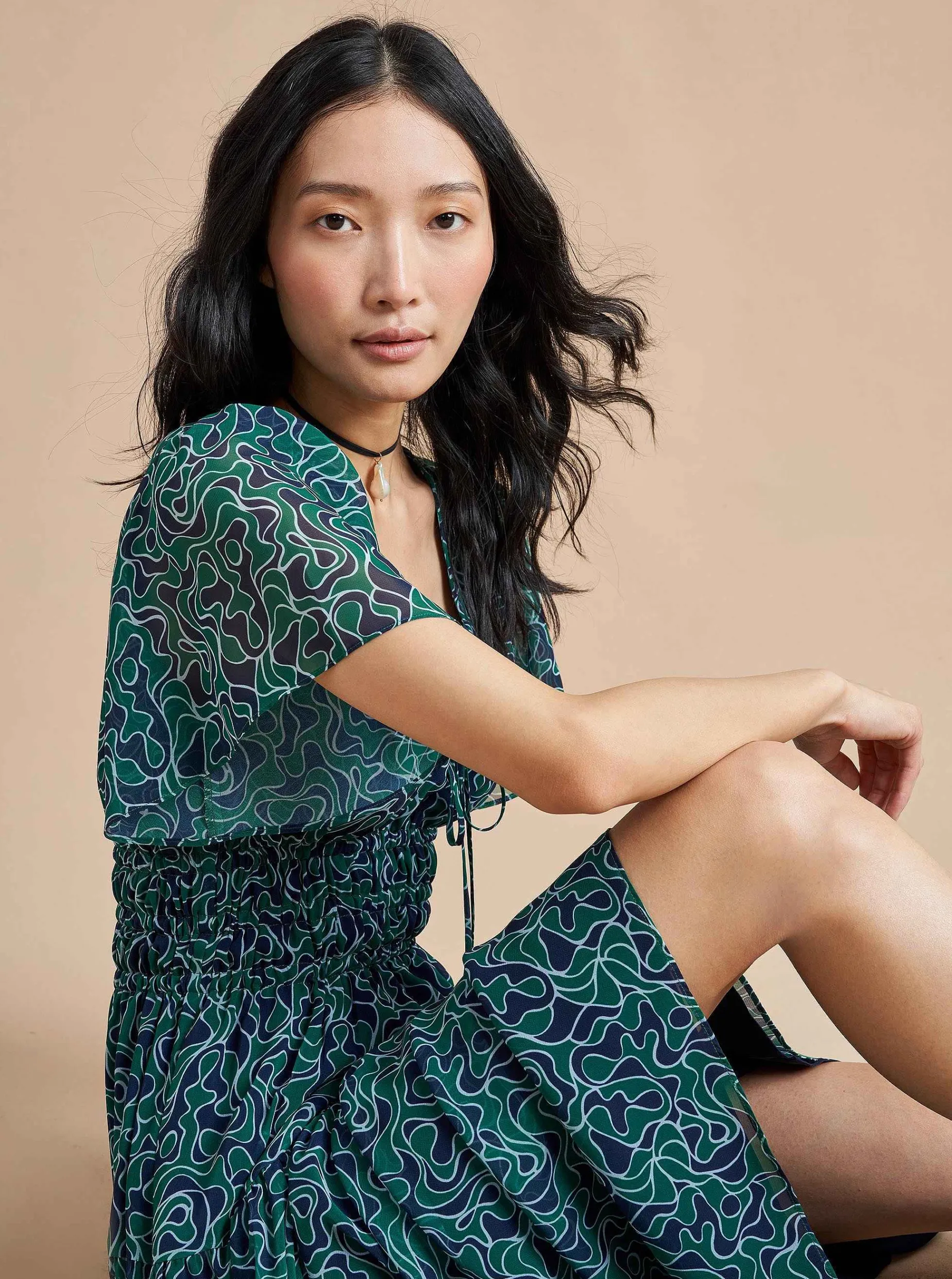 La Ligne Eleonore Dress Navy/Green Best Sale