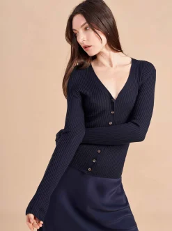 La Ligne Fine Line Cardigan Navy Shop