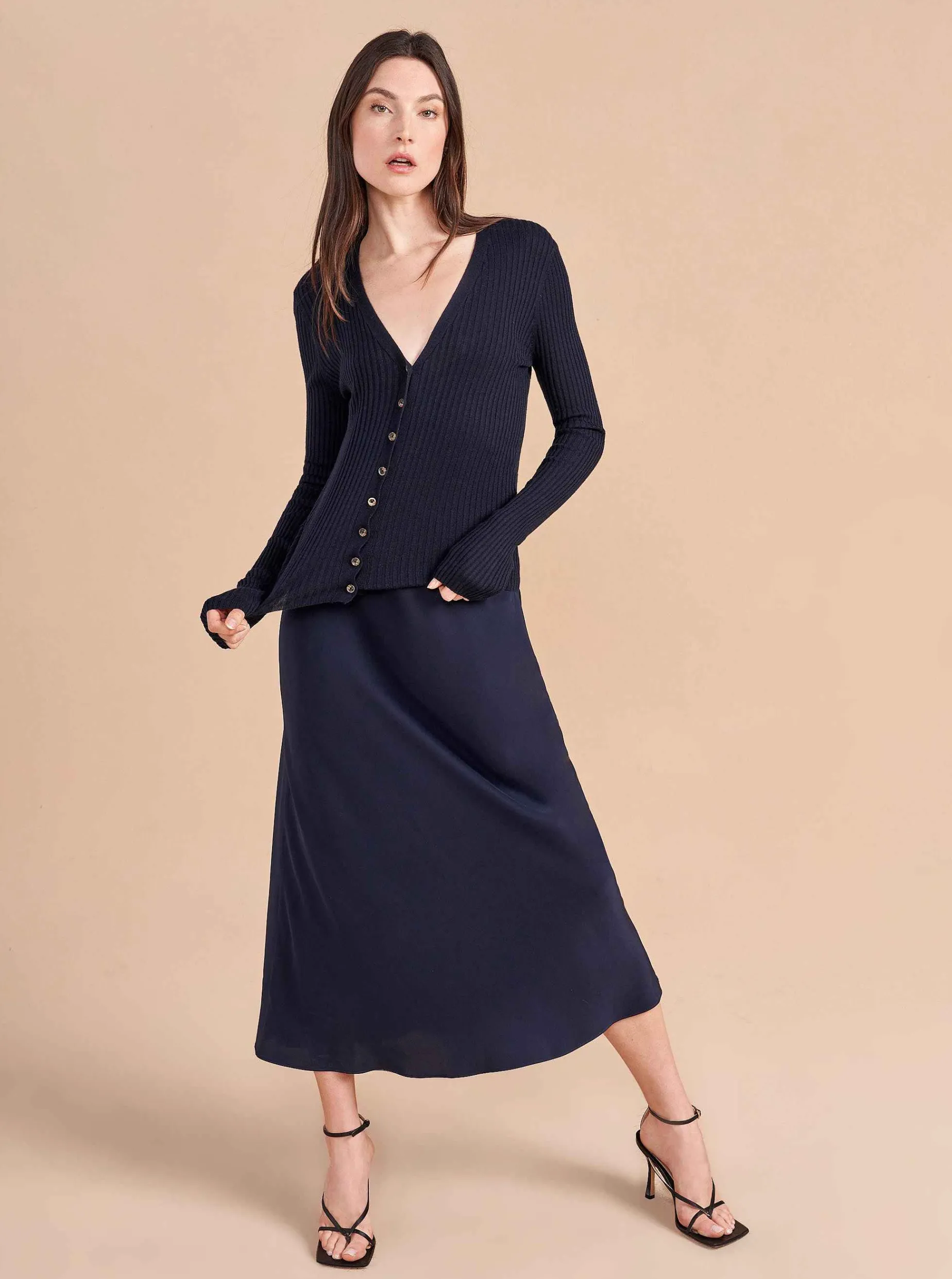 La Ligne Fine Line Cardigan Navy Shop