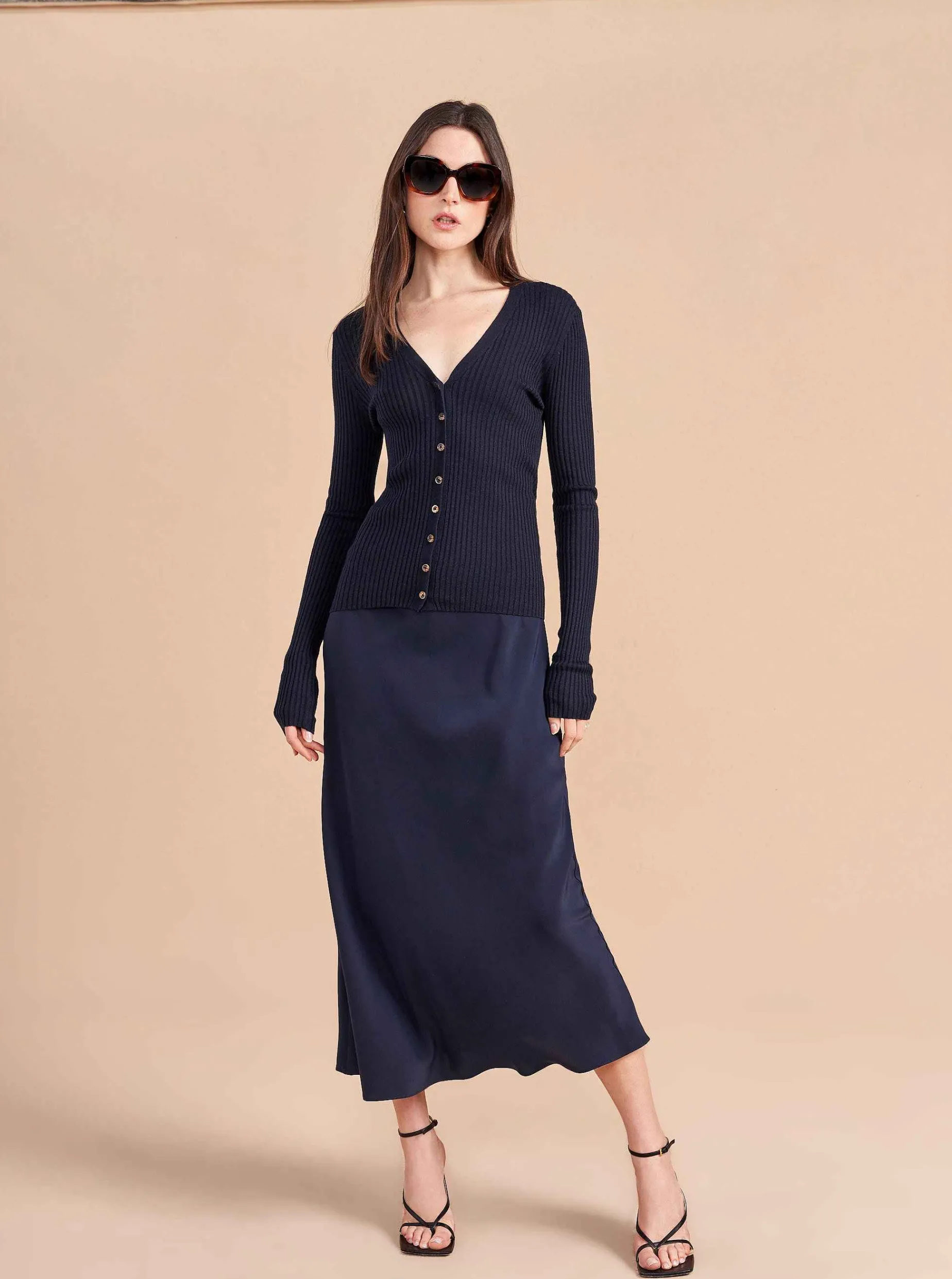 La Ligne Fine Line Cardigan Navy Shop
