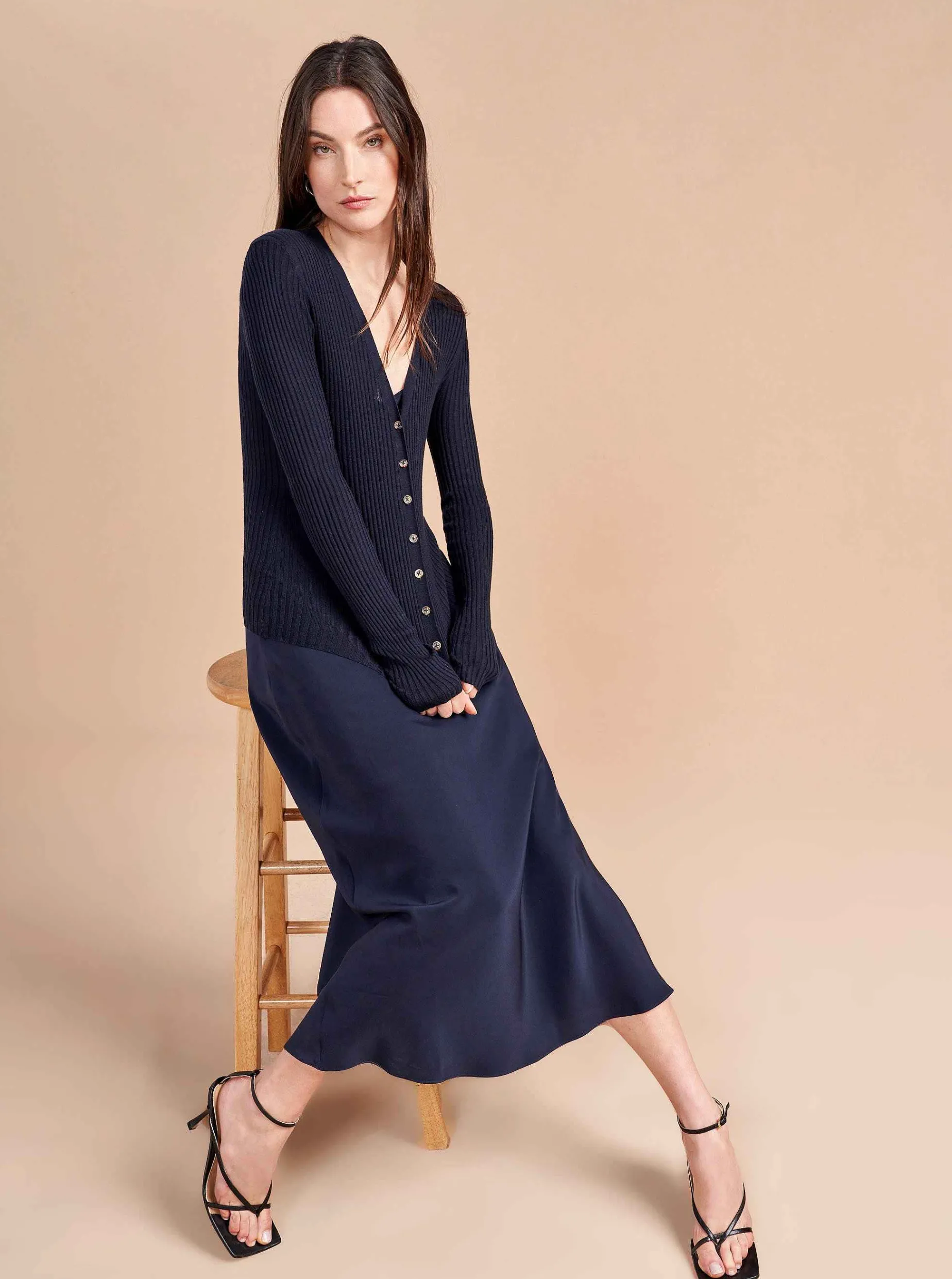 La Ligne Fine Line Cardigan Navy Shop