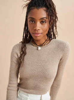 La Ligne Fine Line Sweater Tan Flash Sale