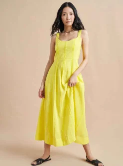 La Ligne Georgia Dress Lemon Flash Sale