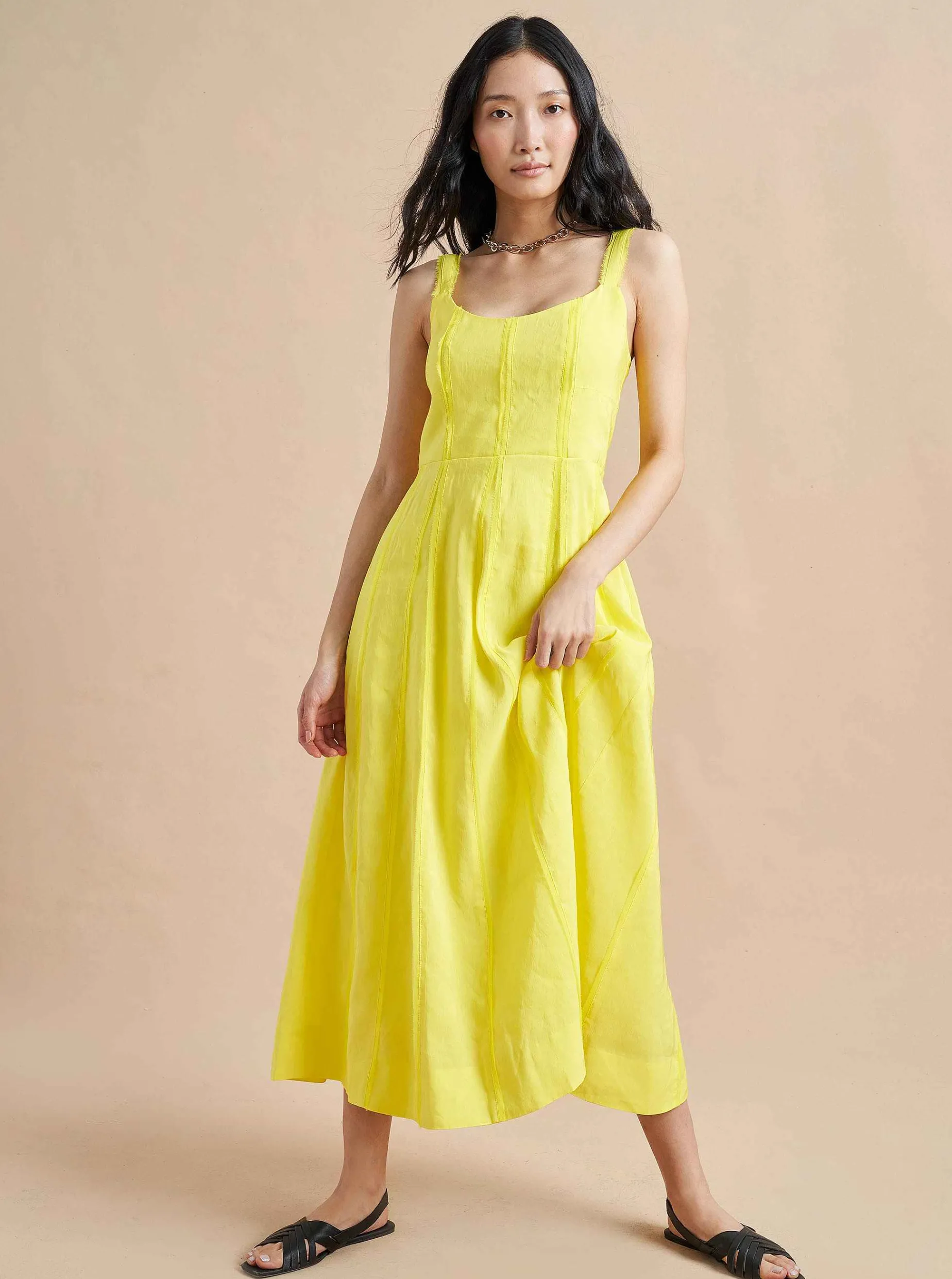 La Ligne Georgia Dress Lemon Flash Sale