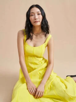 La Ligne Georgia Dress Lemon Flash Sale