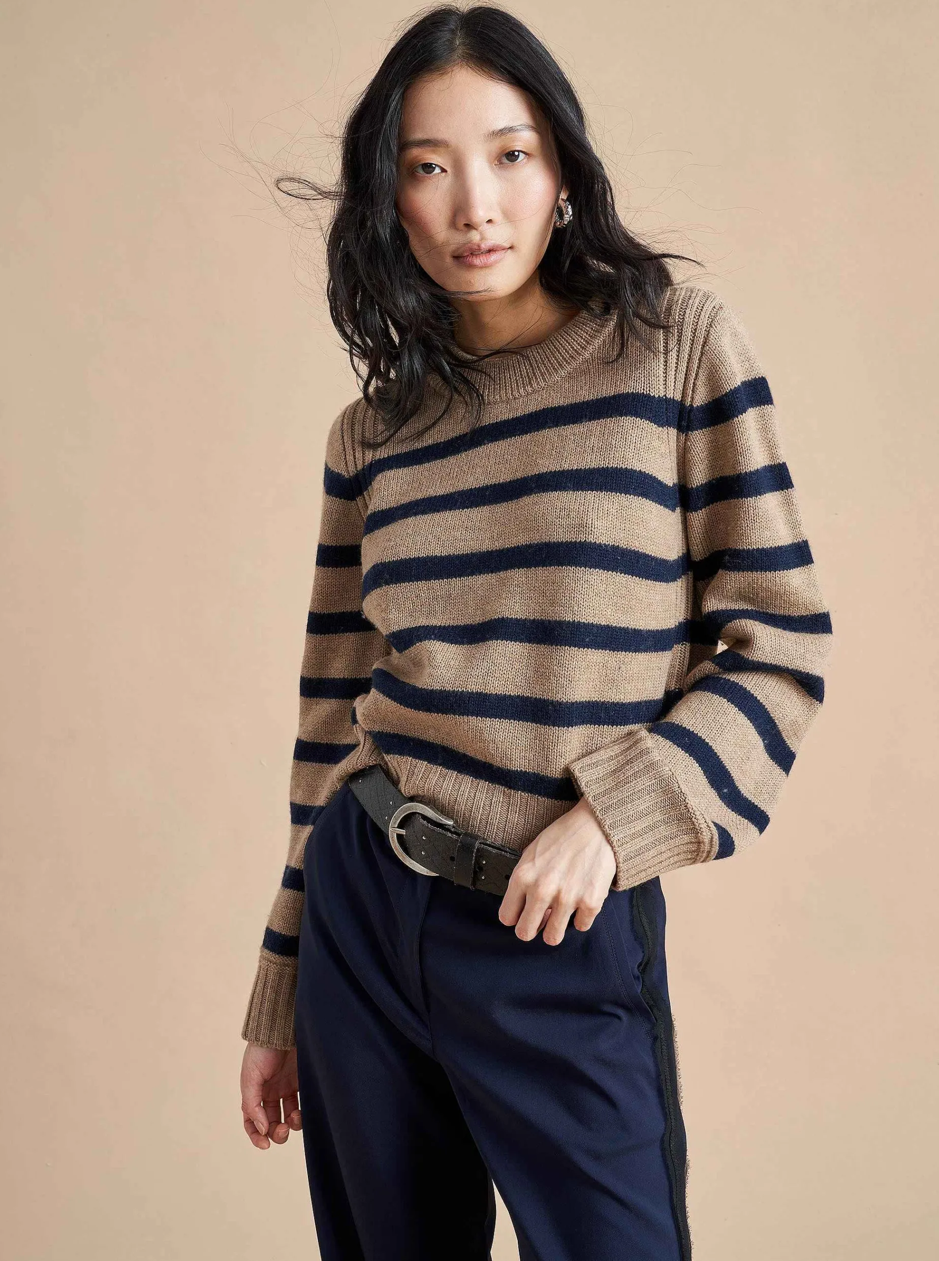 La Ligne Jack Sweater Camel/Navy New