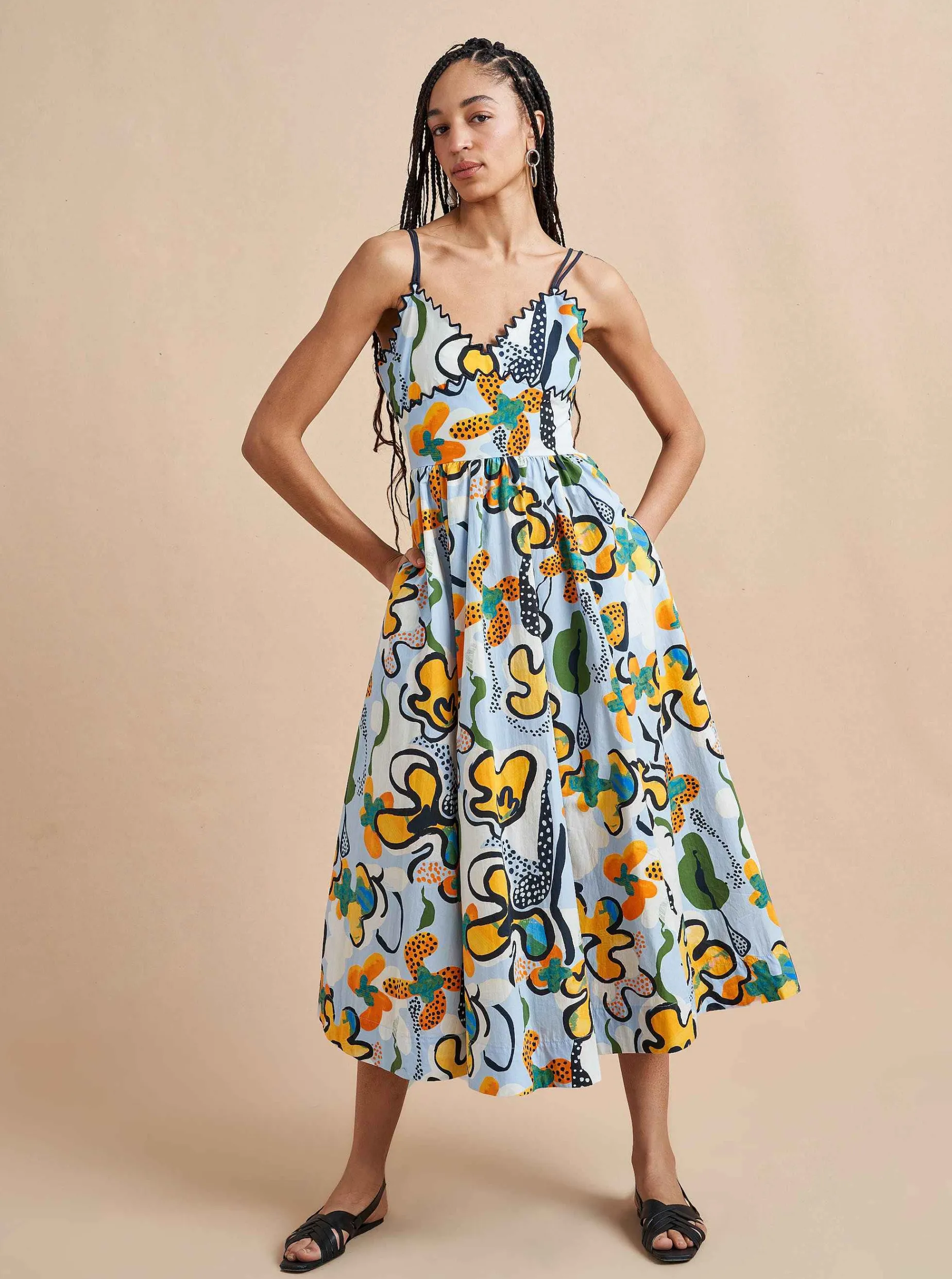 La Ligne Jamie Dress Cornflower/Floral Hot
