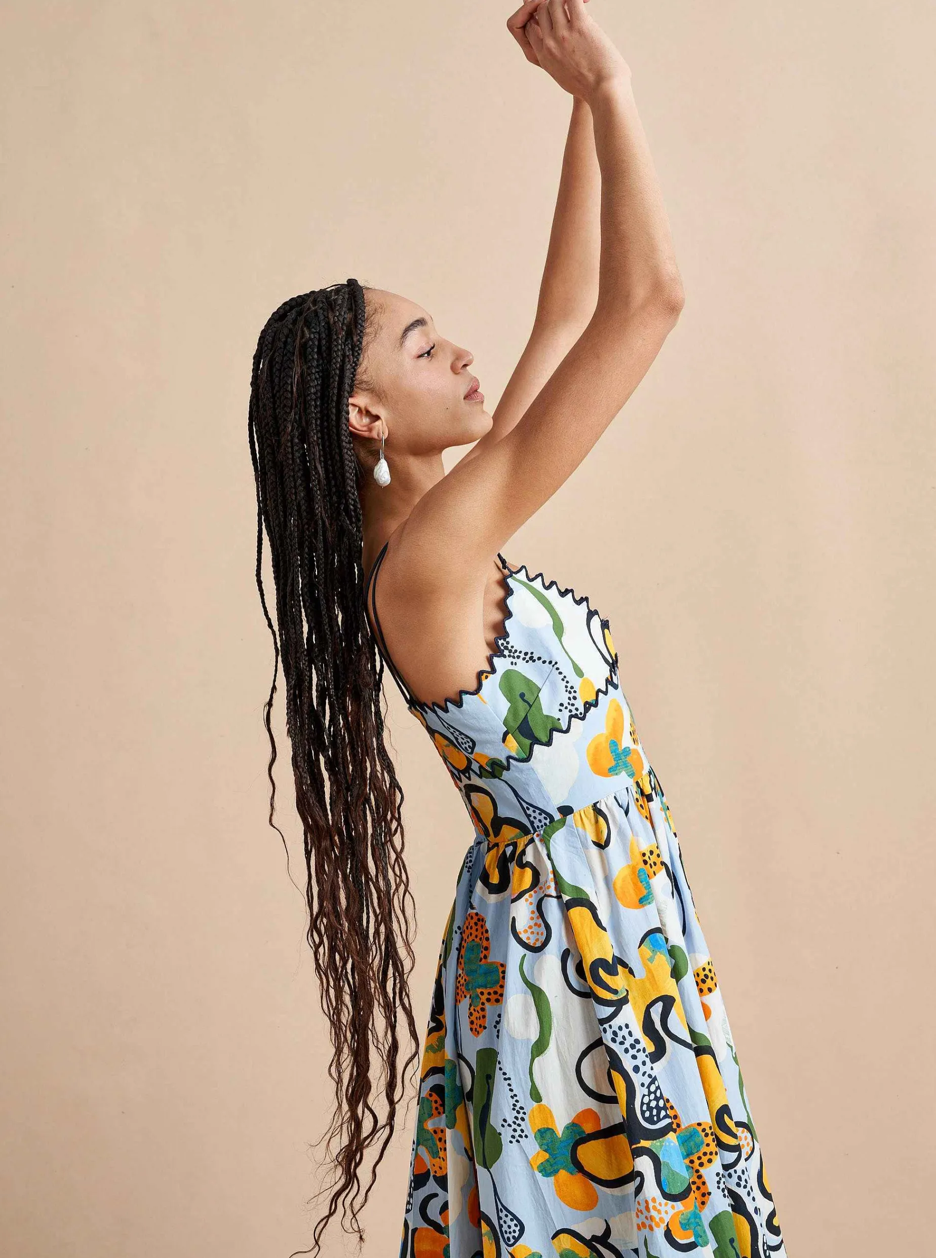 La Ligne Jamie Dress Cornflower/Floral Hot